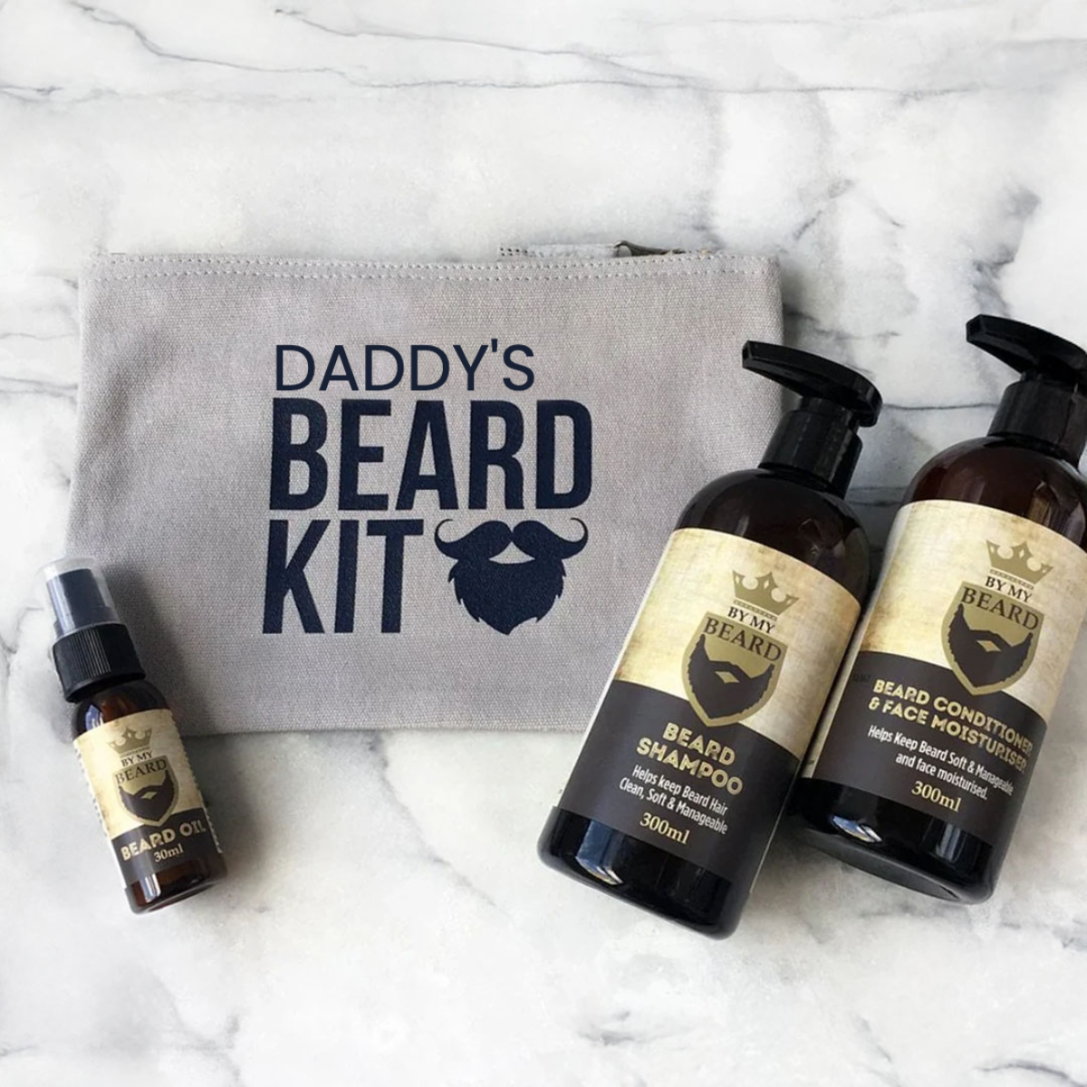Personalised Beard Style & Care Set in Grey