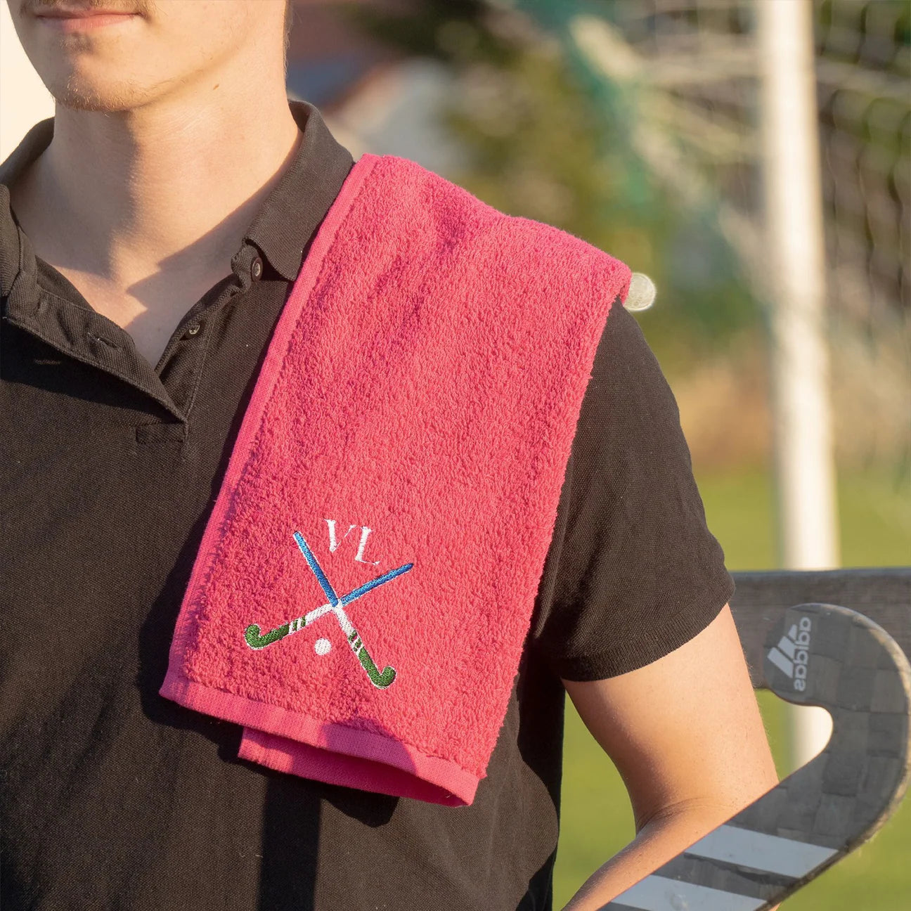 Personalised Embroidered Pink Hockey Towel