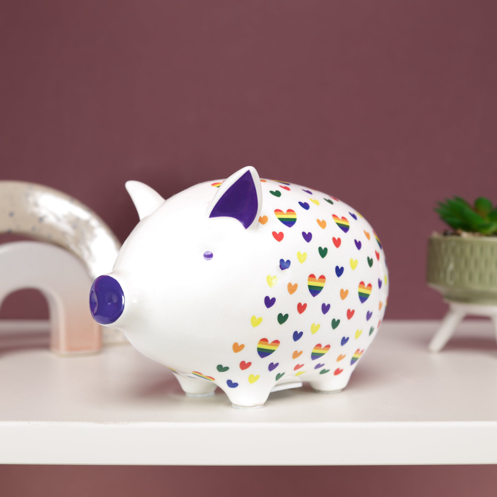 Tilly Pig - Hearts & Rainbows Piggy Bank