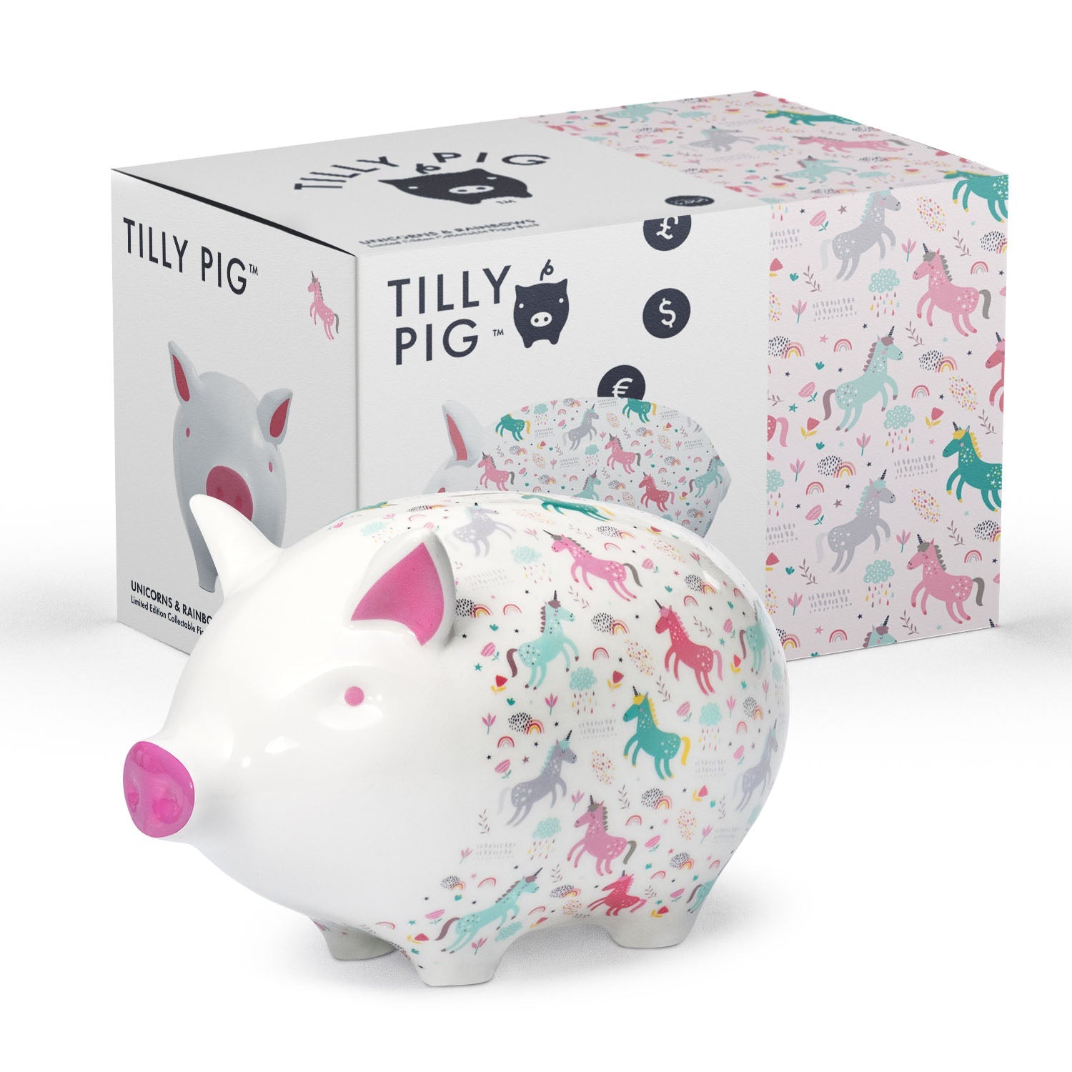 Tilly Pig - Unicorn & Rainbows Piggy Bank