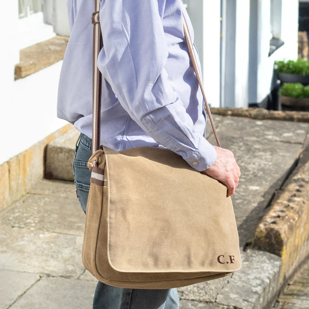 Personalised Sahara Vintage Canvas Messenger Bag