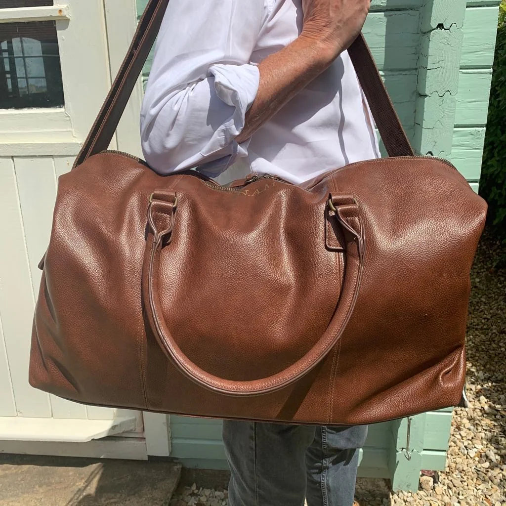Personalised Vintage Nuhide Holdall in Brown