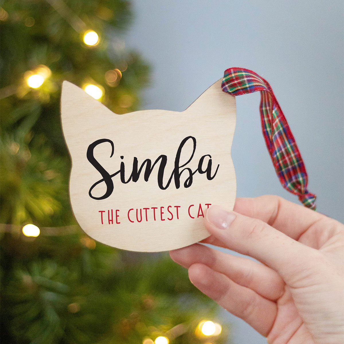 Personalised Cat Wooden Christmas Tree Decoration