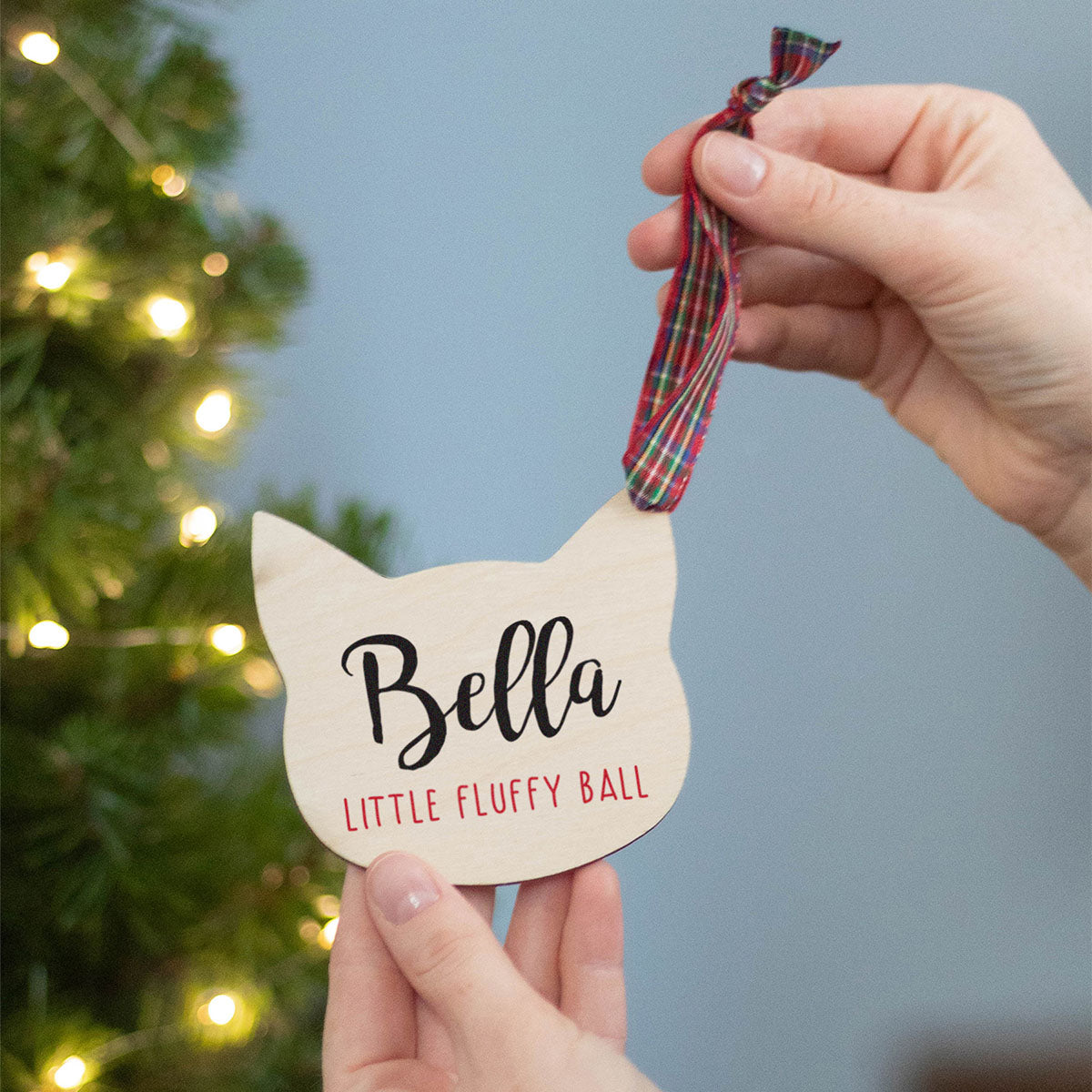 Personalised Cat Wooden Christmas Tree Decoration