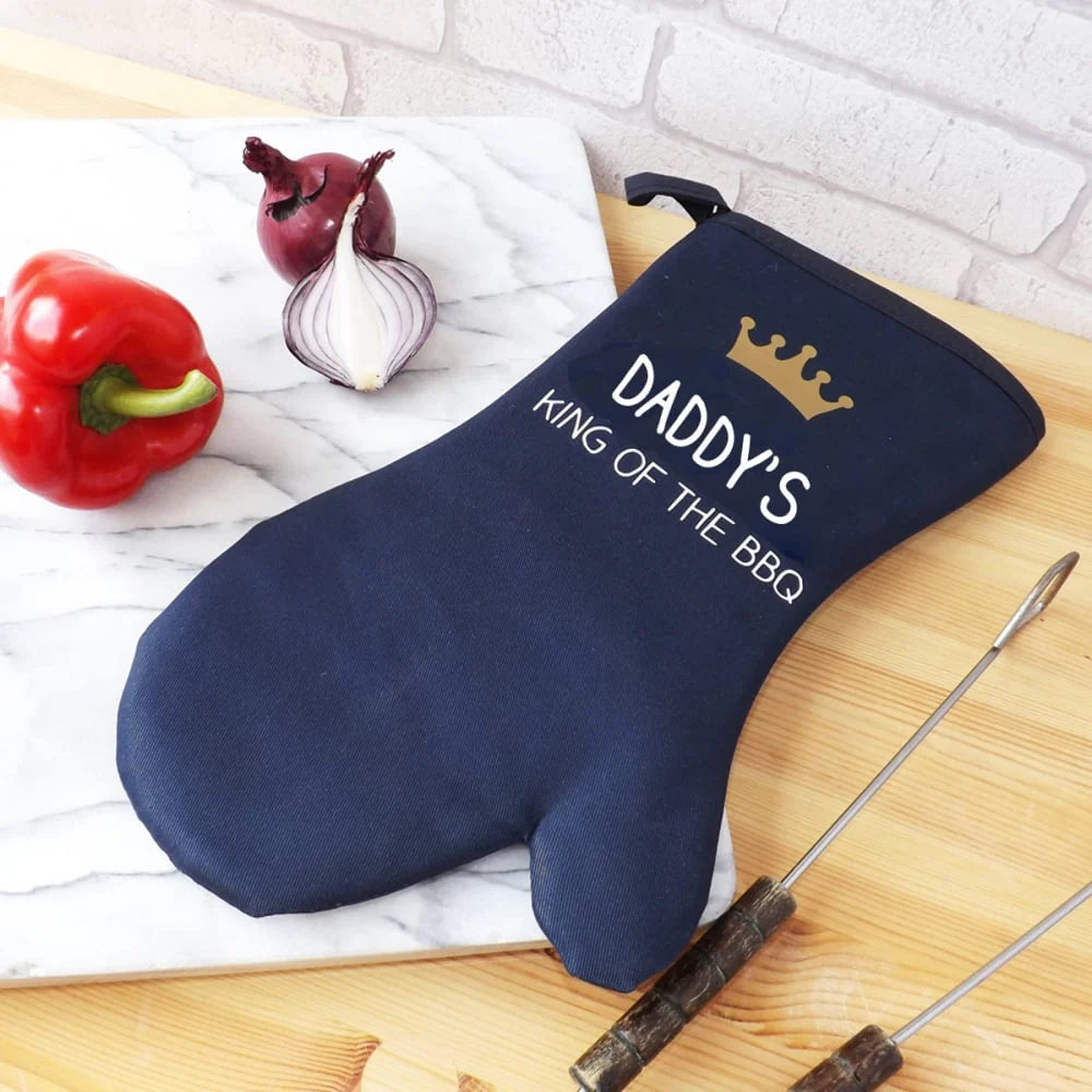 Personalised King of the BBQ Oven Glove in Green