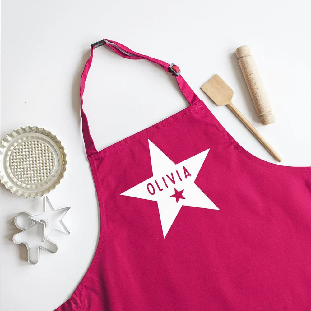 Personalised Child's Star Apron 3-6 Years in Pink