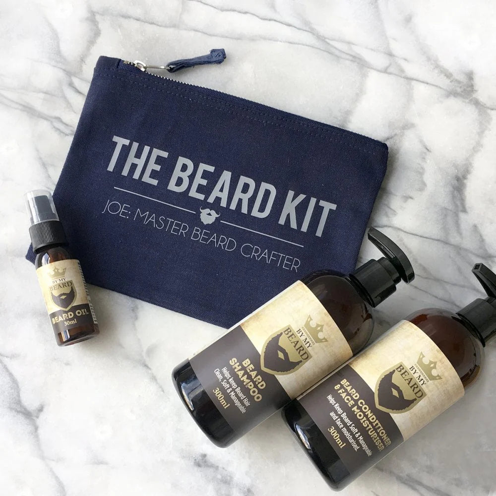 Personalised Beard Style & Care Set in Navy