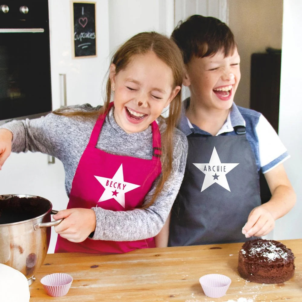 Personalised Child's Star Apron 3-6 Years in Grey