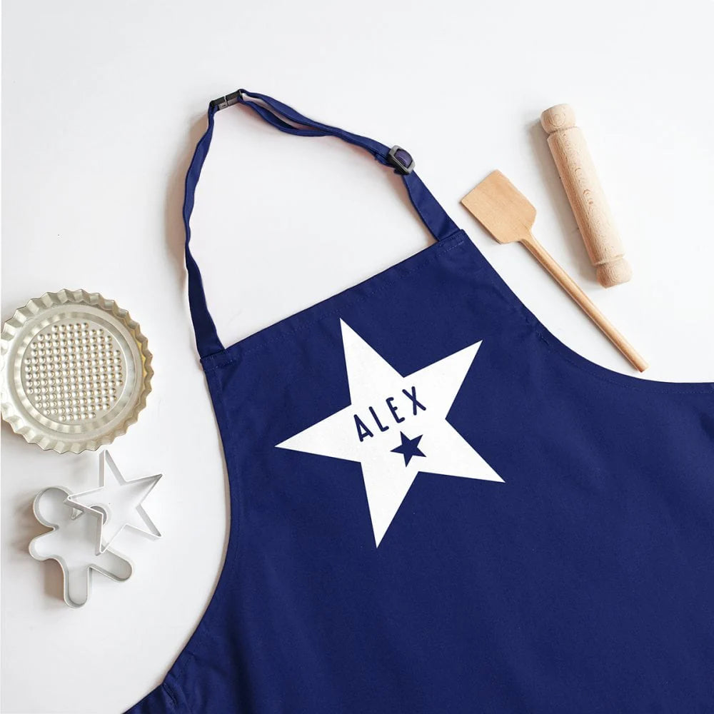 Personalised Child's Star Apron 3-6 Years in Navy