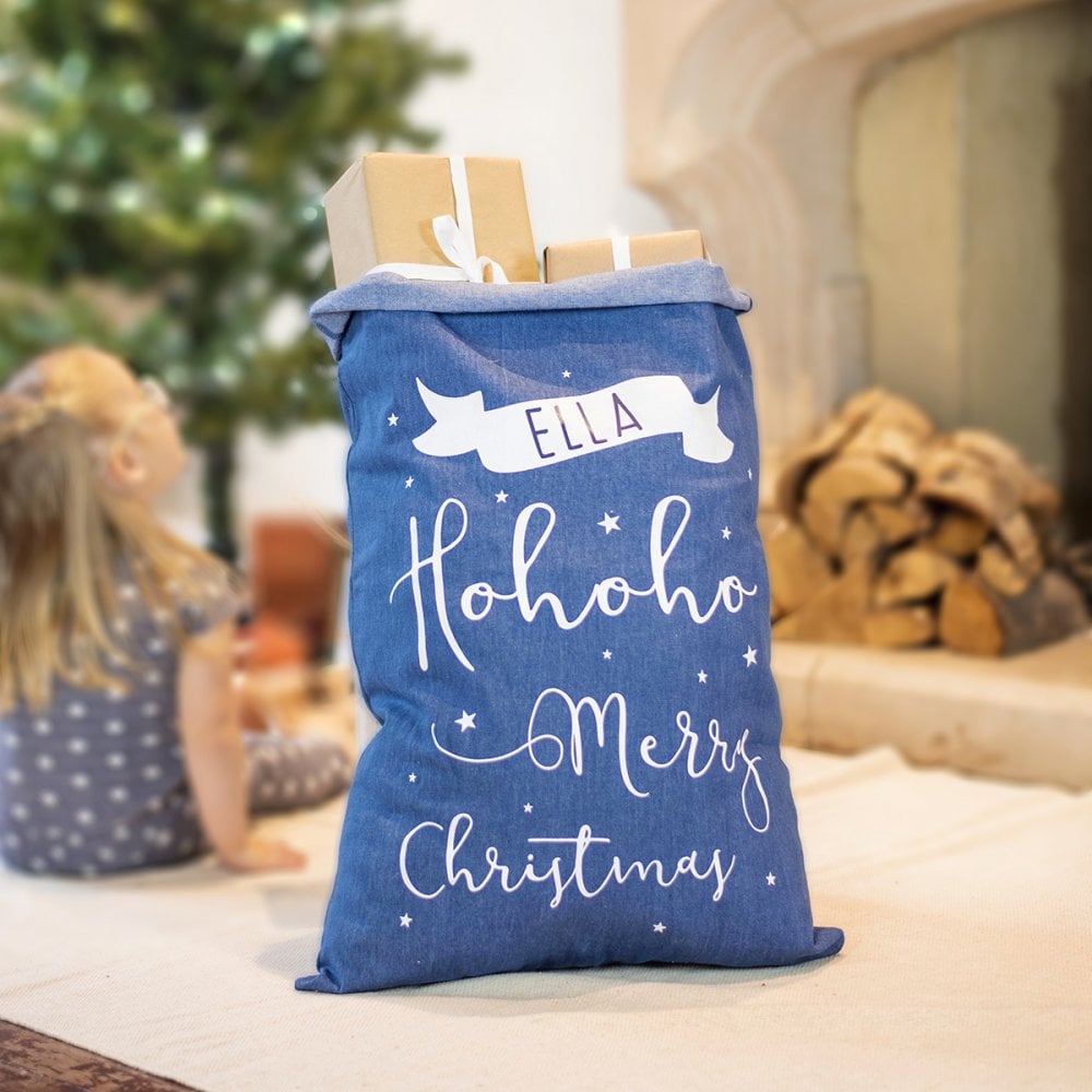 Personalised Denim Christmas Sack