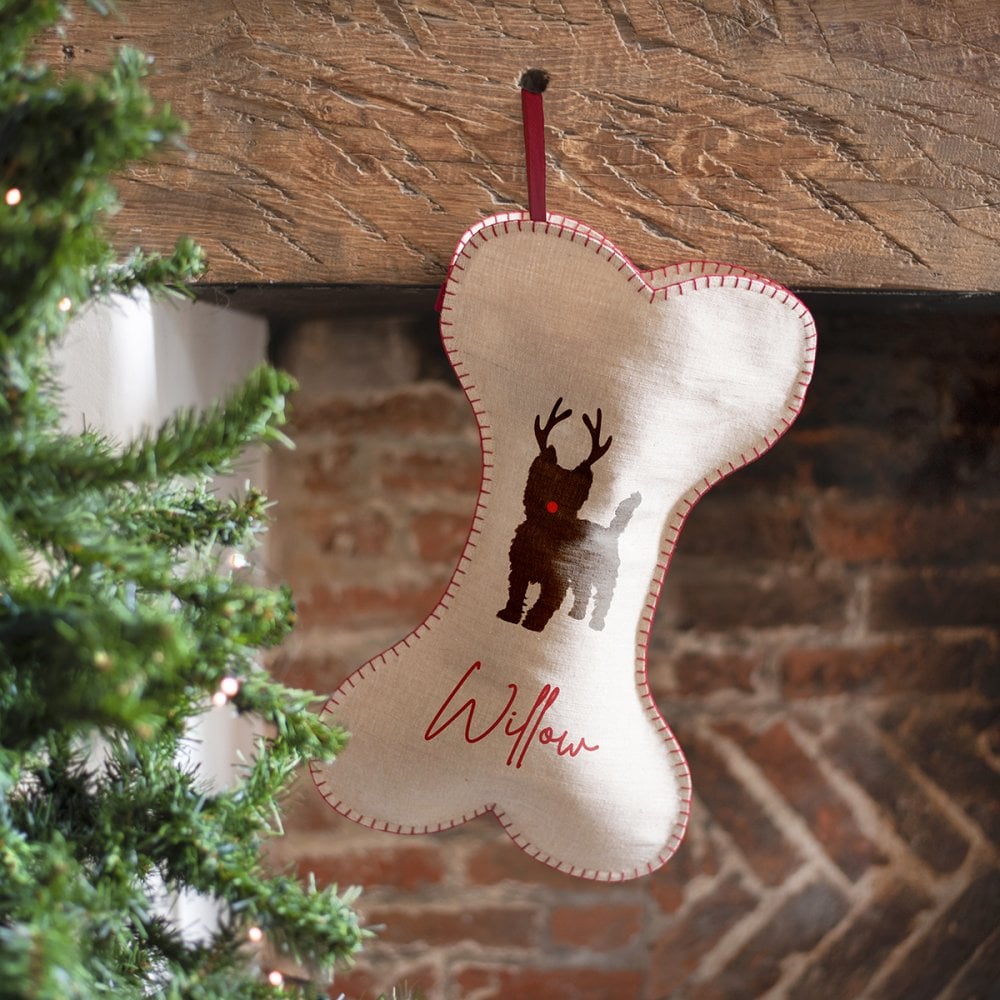 Personalised Hessian Dog Bone Shaped Stocking