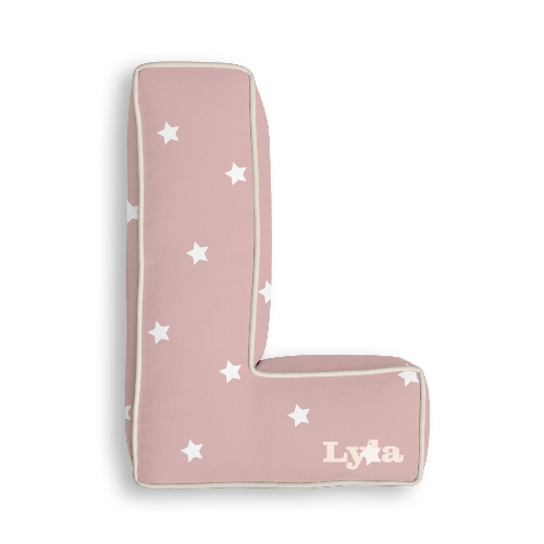 Personalised Letter Cushion 'L' in Pink Stars