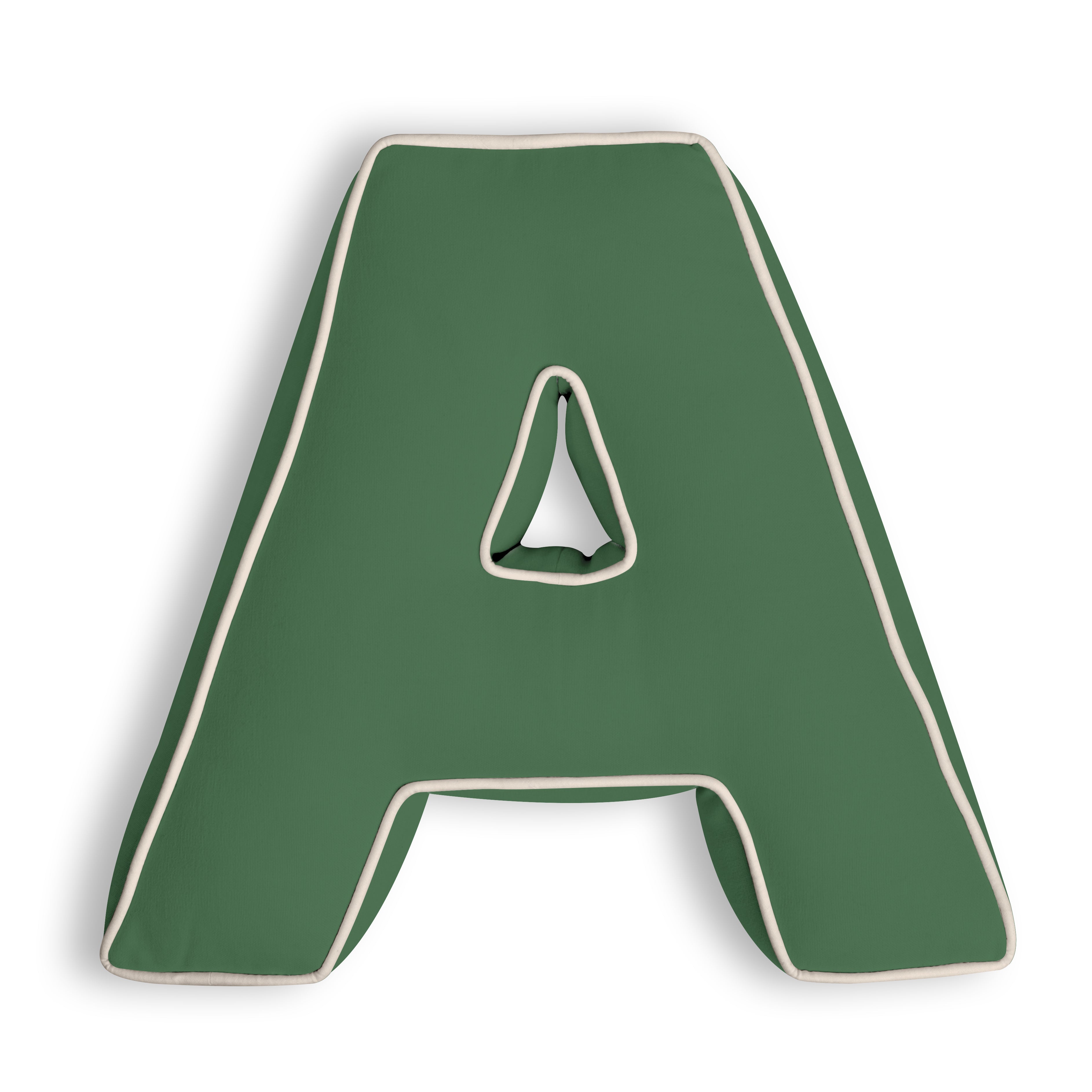 Personalised Letter Cushion 'A' in Forest Green