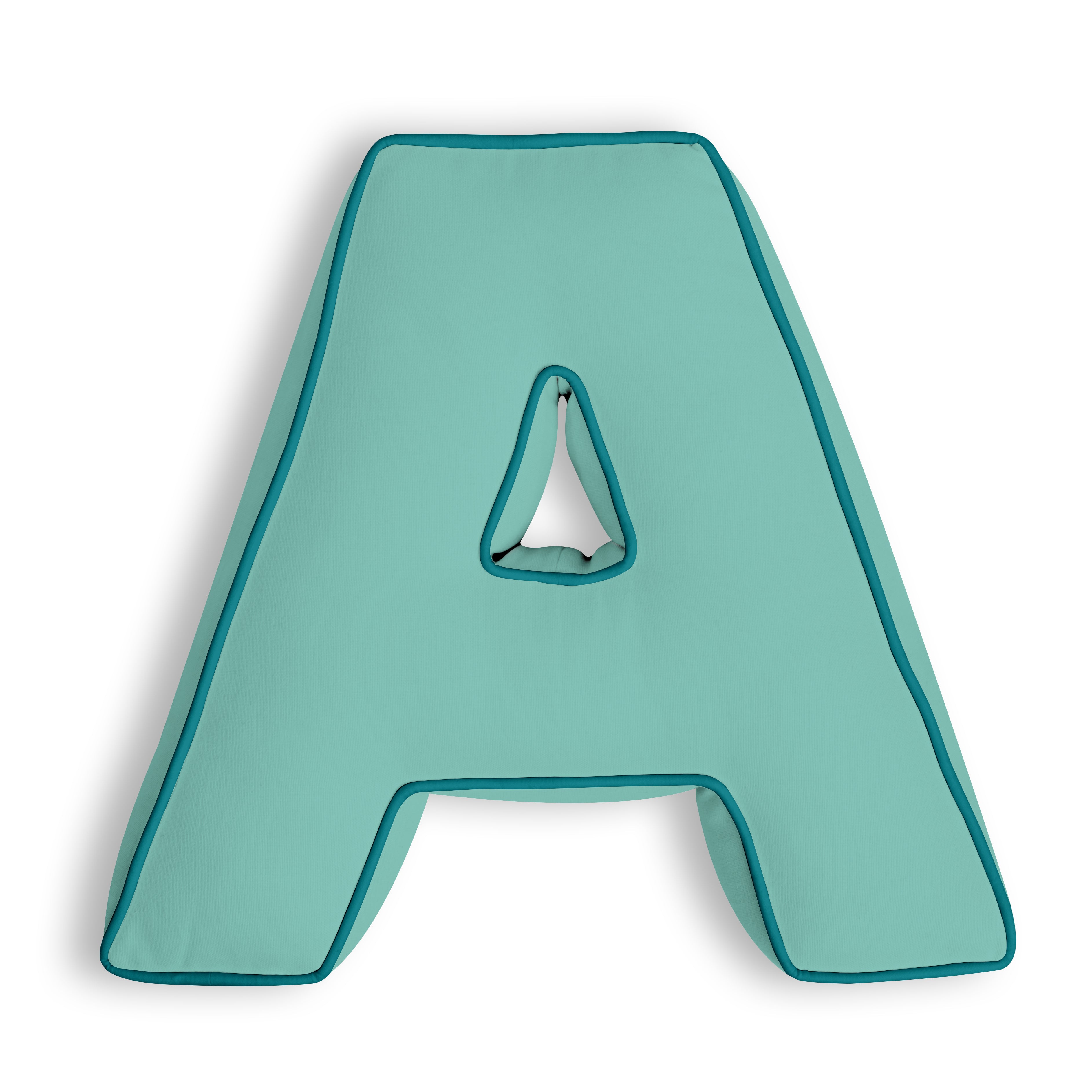 Personalised Letter Cushion 'A' in Soft Teal