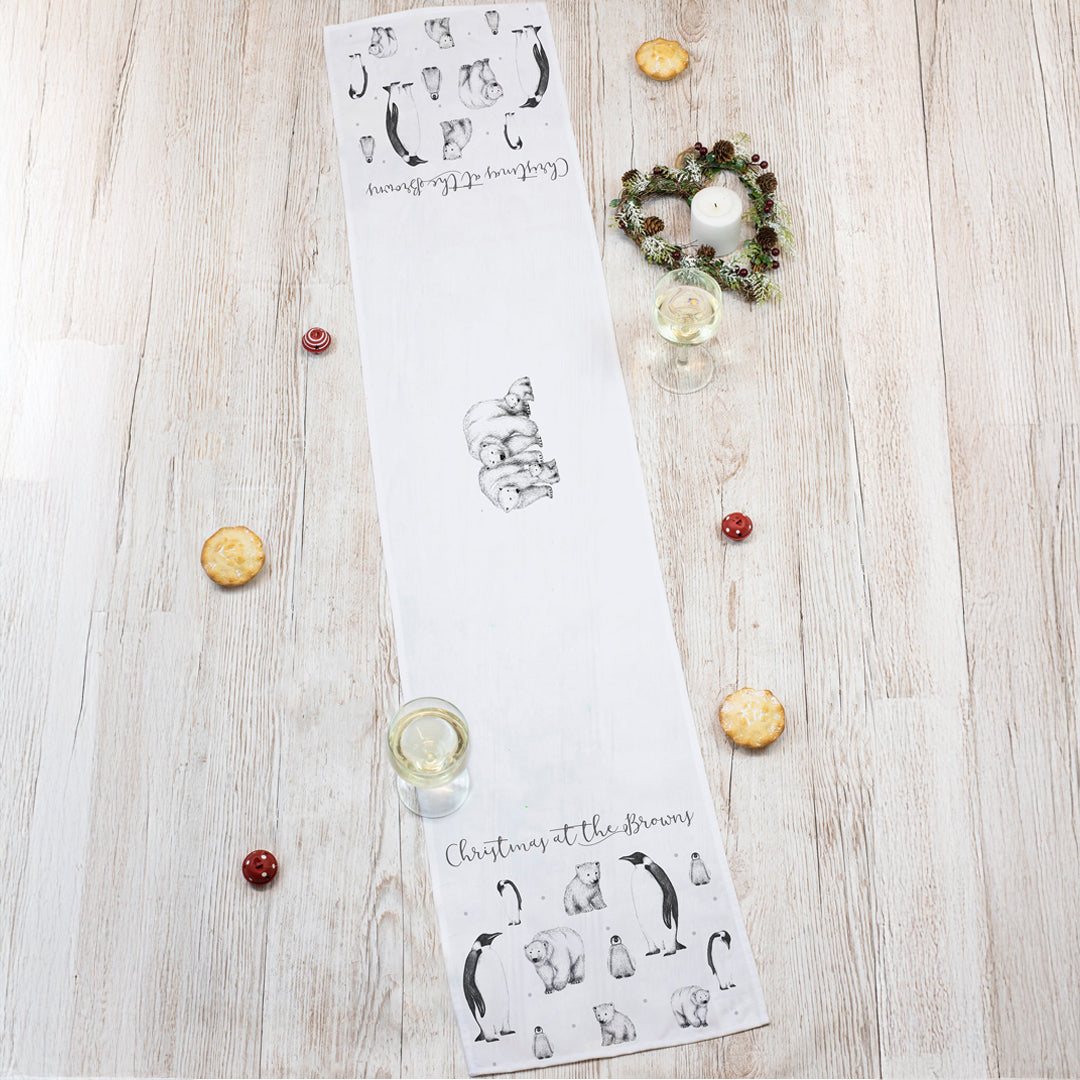 Personalised Arctic Animals Table Runner