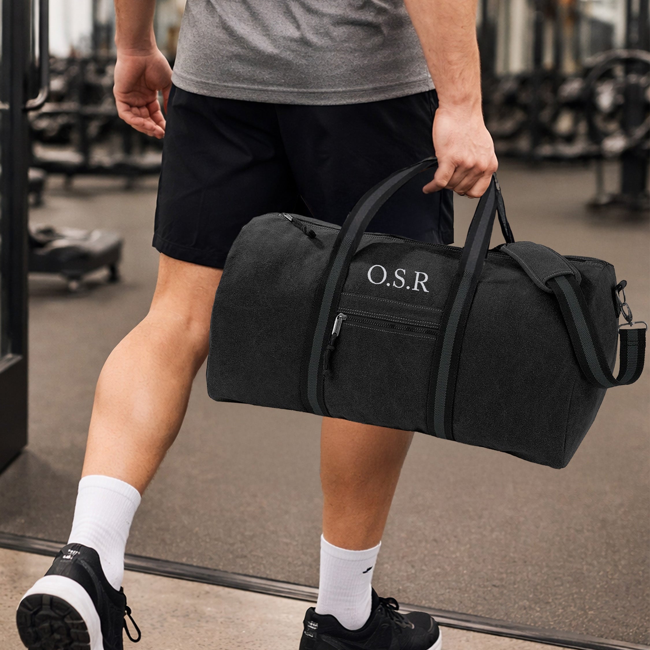 Personalised Large Canvas Holdall in Black