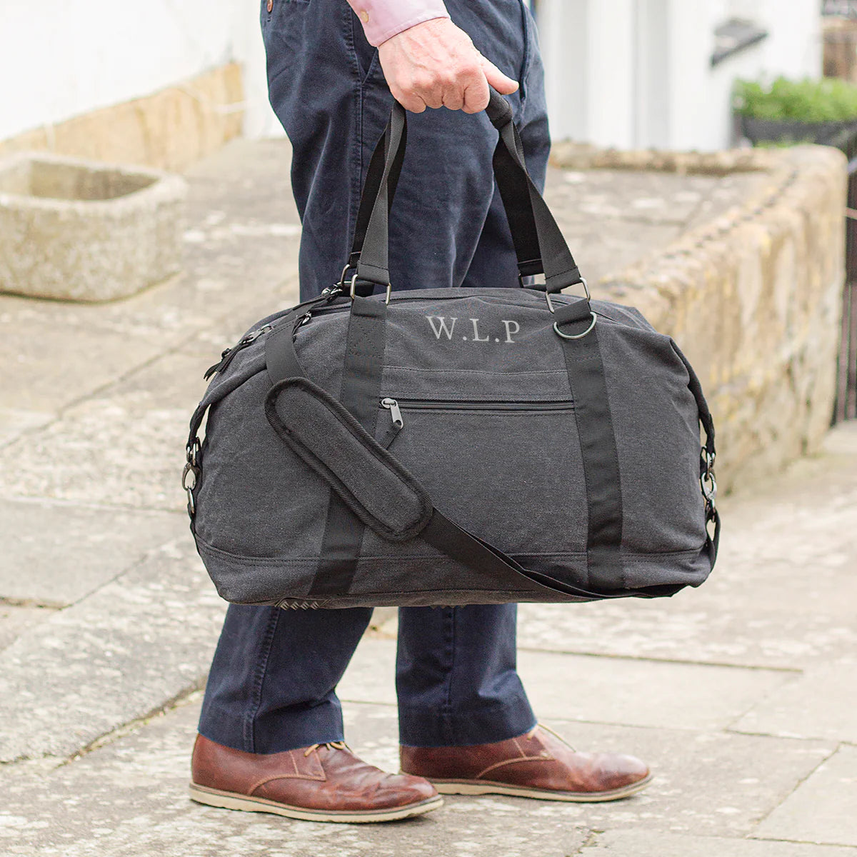 Personalised Large Canvas Holdall in Black