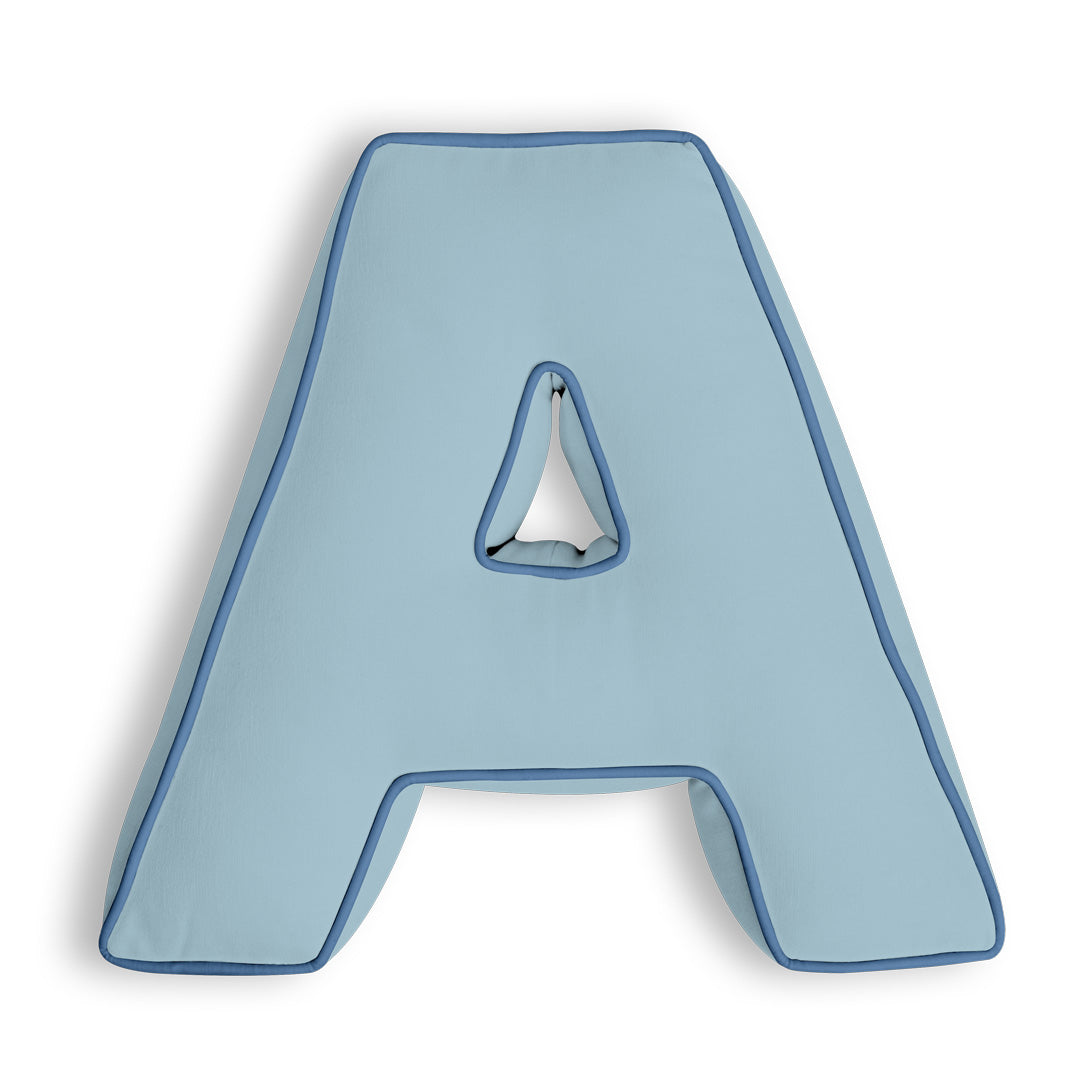 Personalised Letter Cushion 'A' in Soft Blue