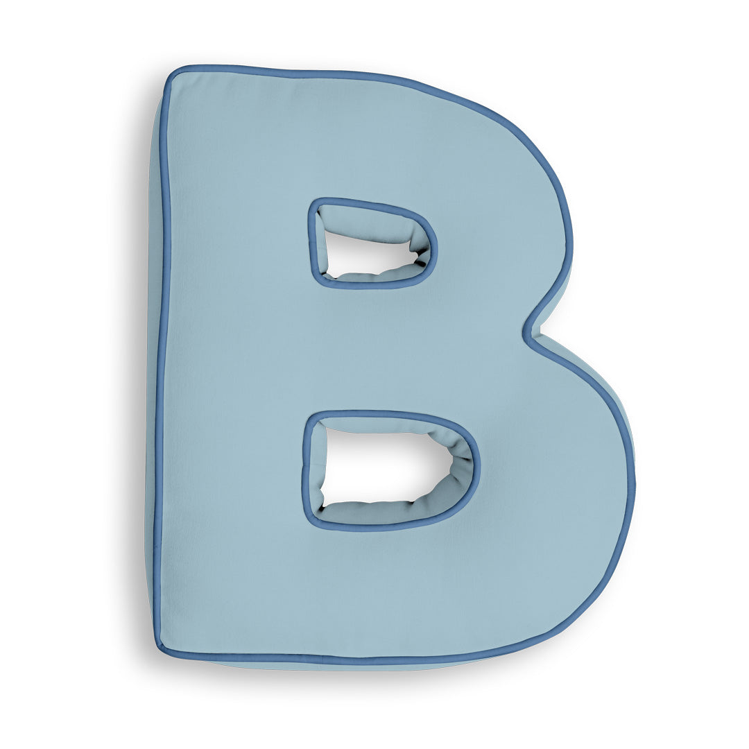 Personalised Letter Cushion 'B' in Soft Blue