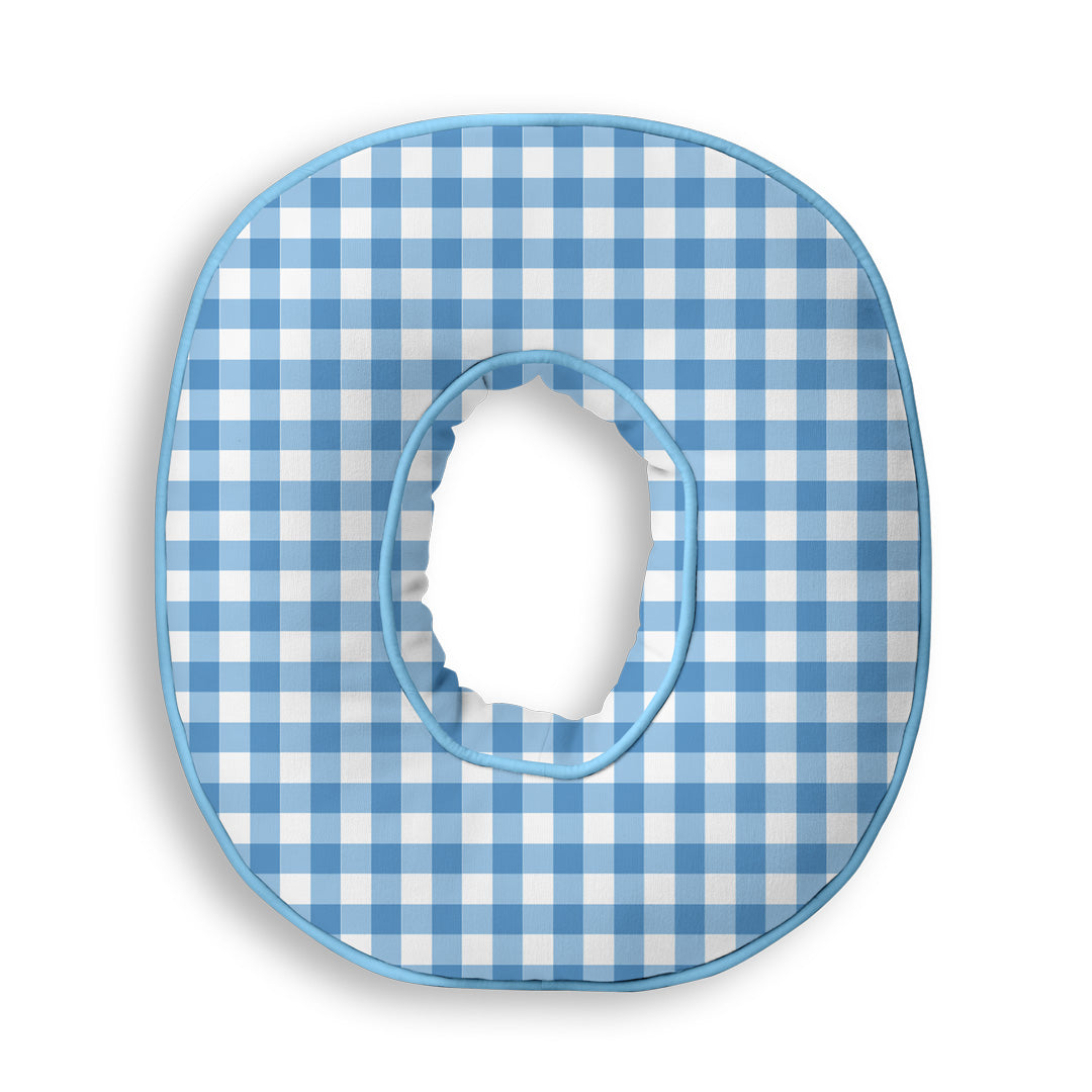 Personalised Letter Cushion 'O' in Blue Gingham