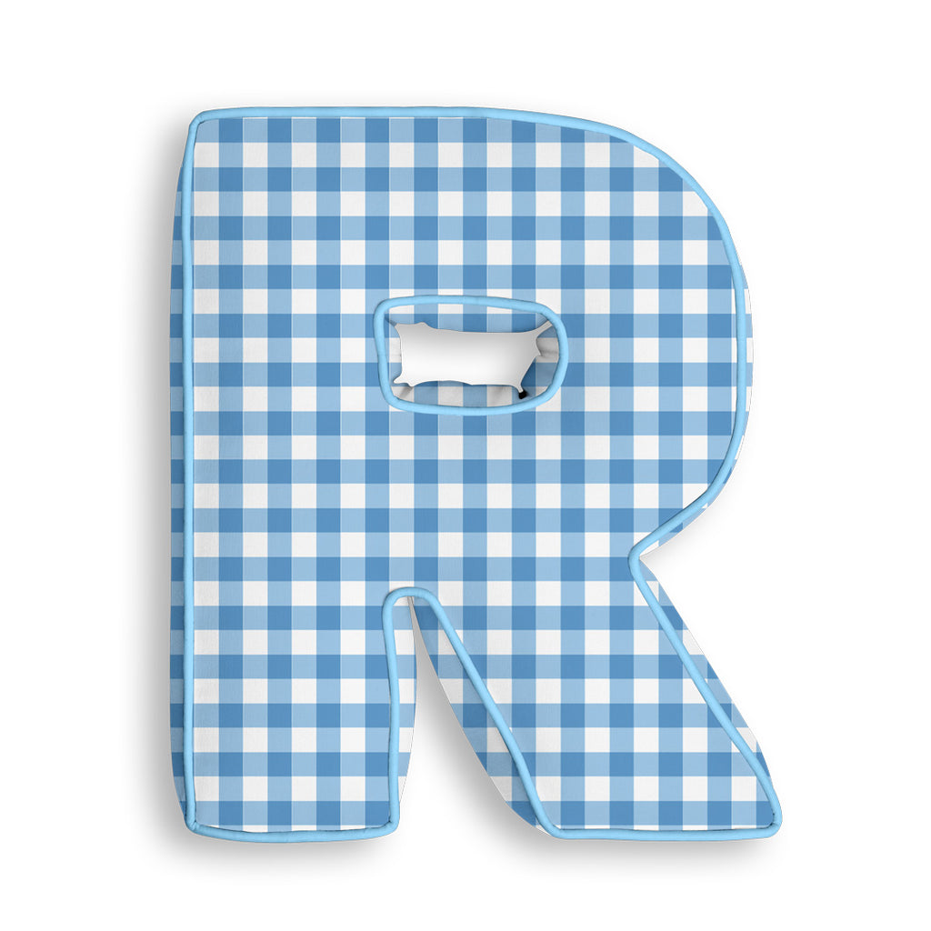 Personalised Letter Cushion R Gingham