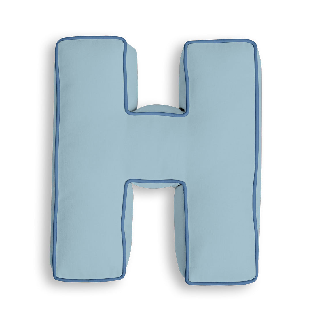 Personalised Letter Cushion 'H' in Soft Blue