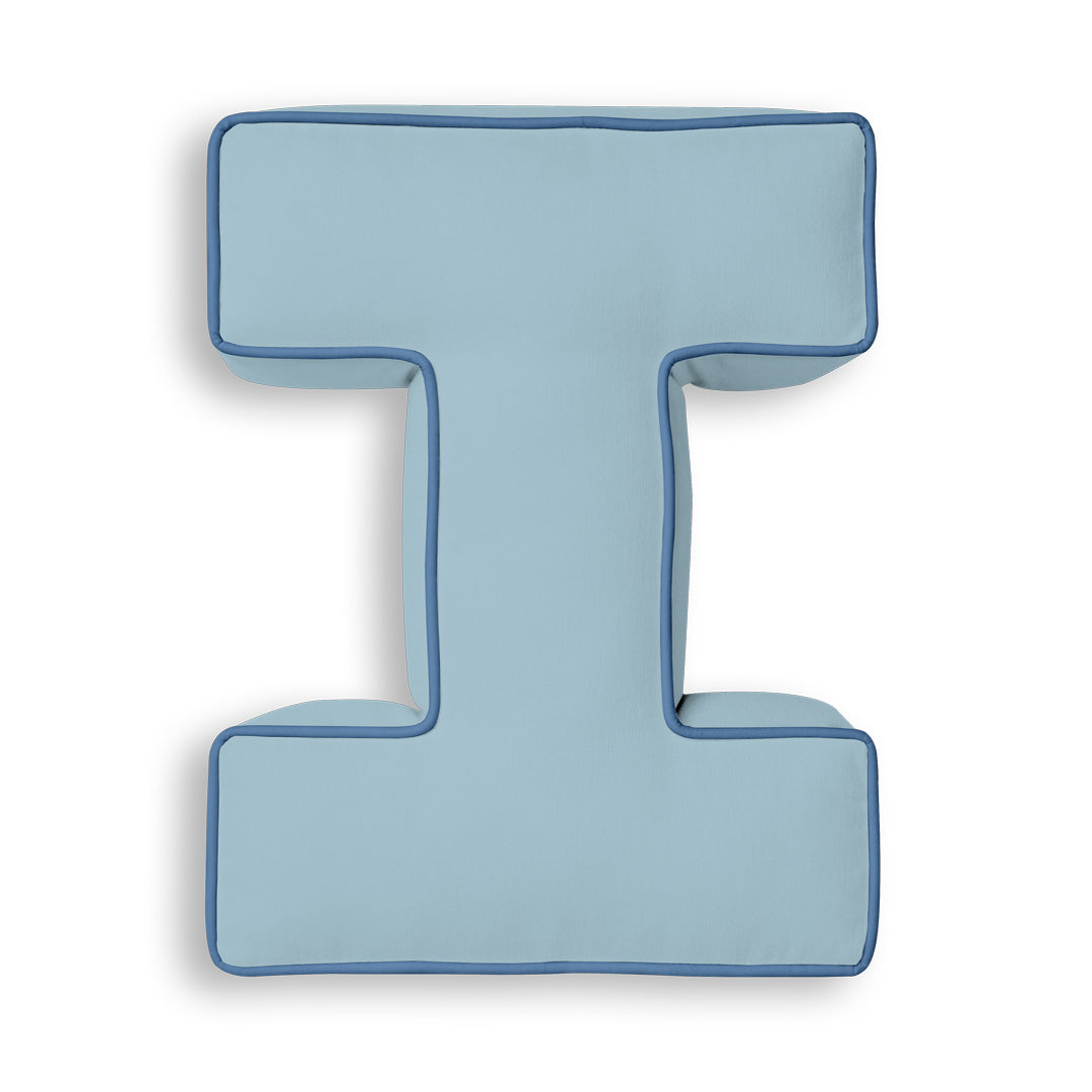 Personalised Letter Cushion 'I' in Soft Blue