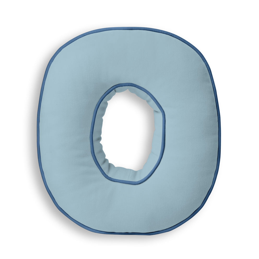 Personalised Letter Cushion 'O' in Soft Blue