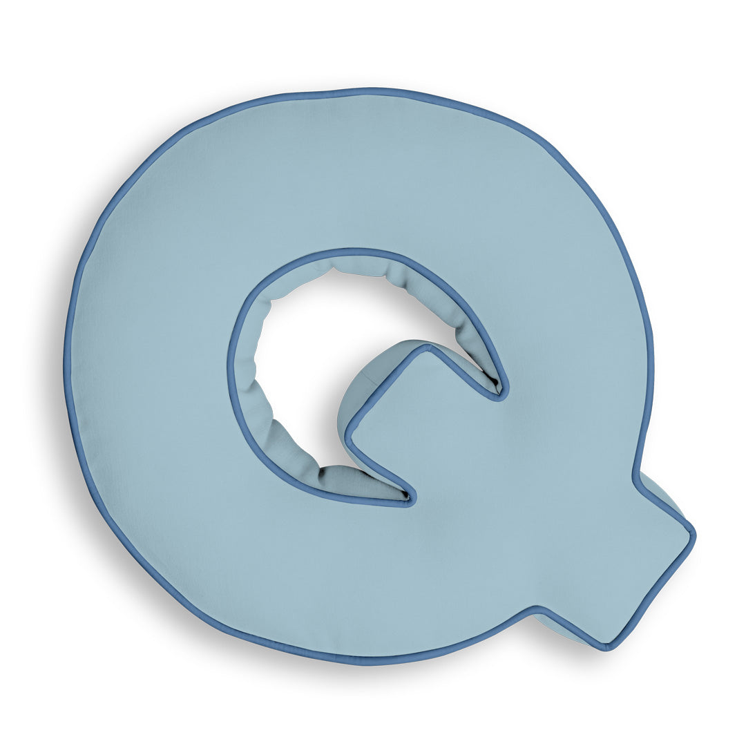 Personalised Letter Cushion 'Q' in Soft Blue
