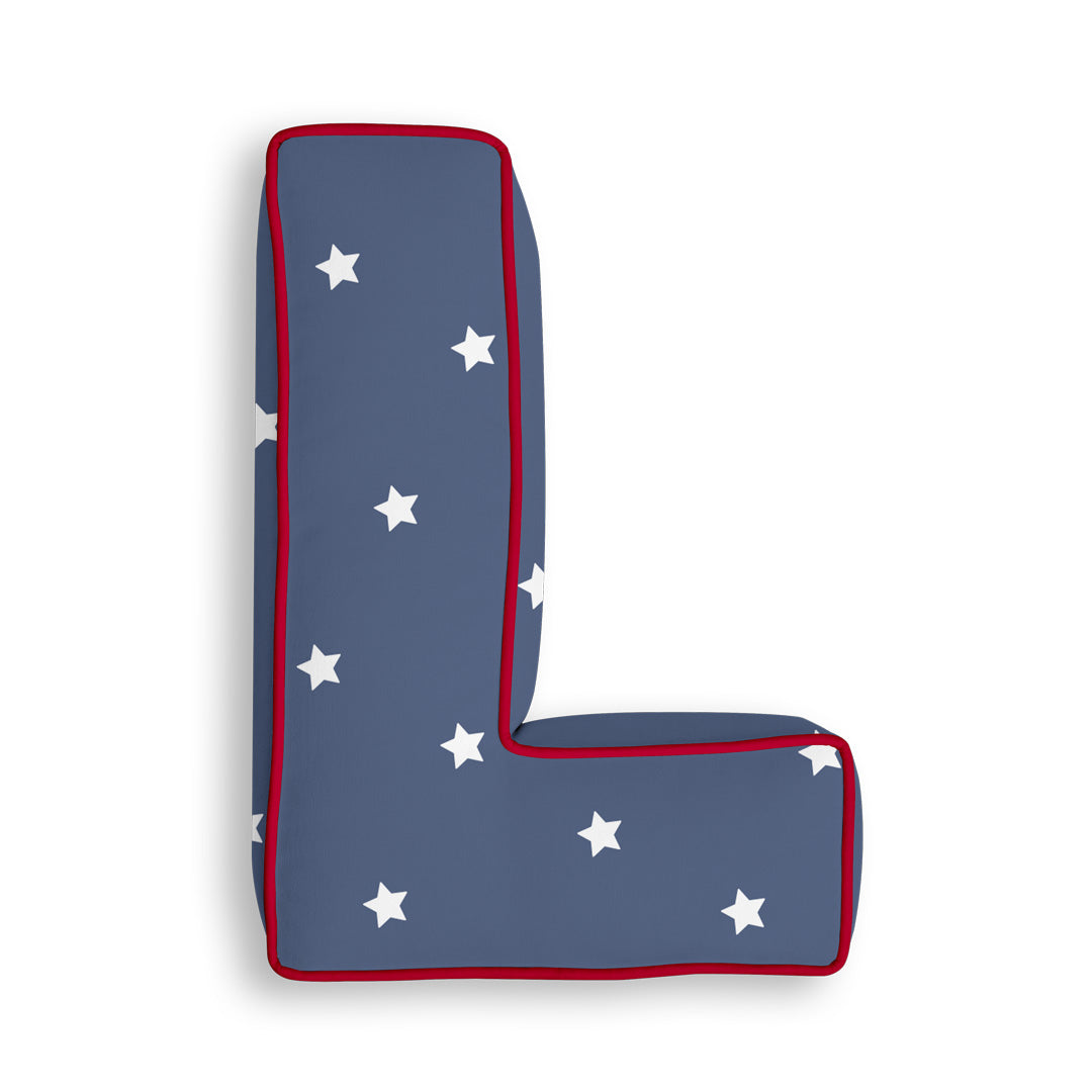Personalised Letter Cushion 'L' in Navy Stars