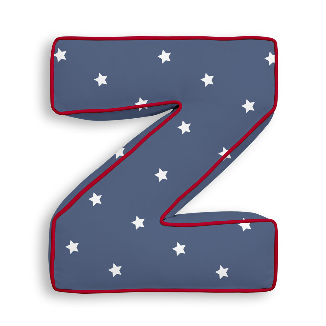 Personalised Letter Cushion 'Z' in Navy Stars