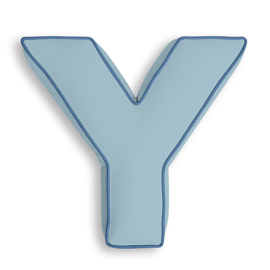Personalised Letter Cushion 'Y' in Soft Blue