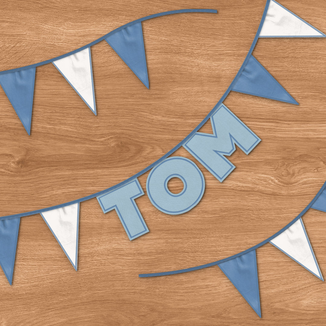 Personalised 3 Letter Name Bunting in Soft Blue