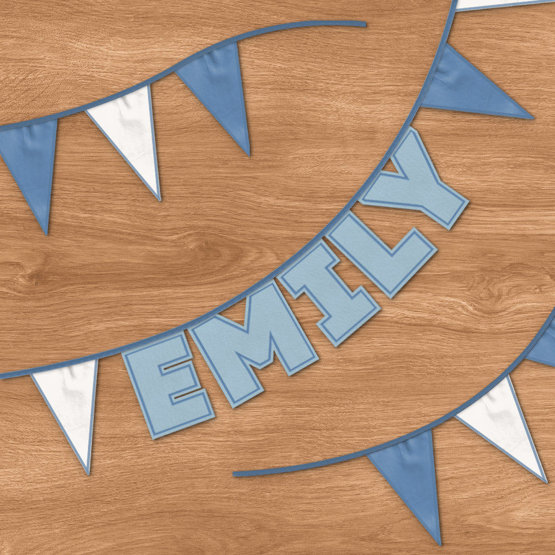 Personalised 5 Letter Name Bunting in Soft Blue