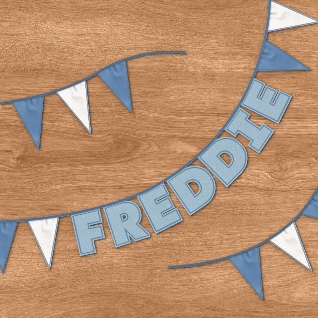 Personalised 7 Letter Name Bunting in Soft Blue
