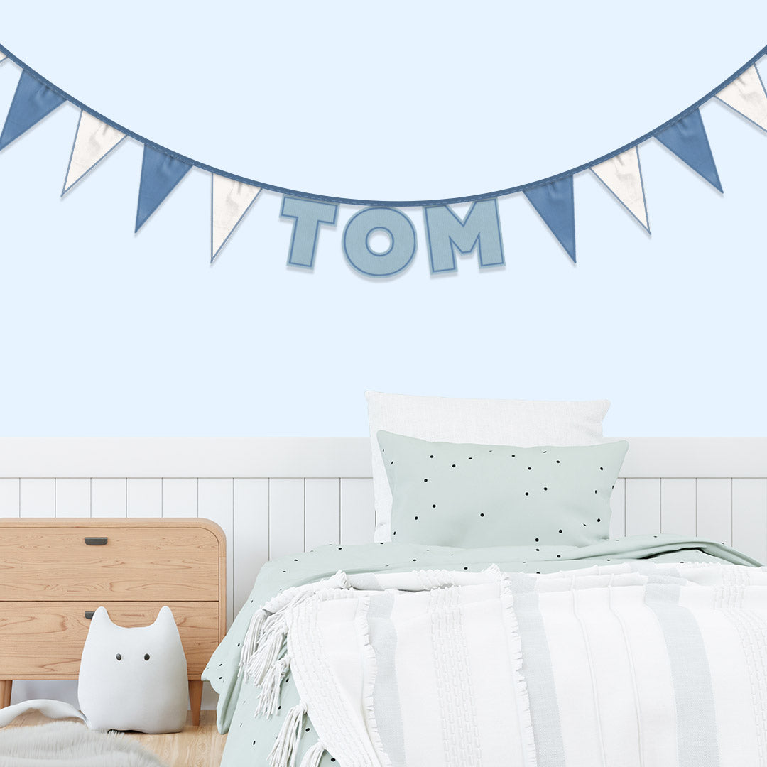 Personalised 3 Letter Name Bunting in Soft Blue