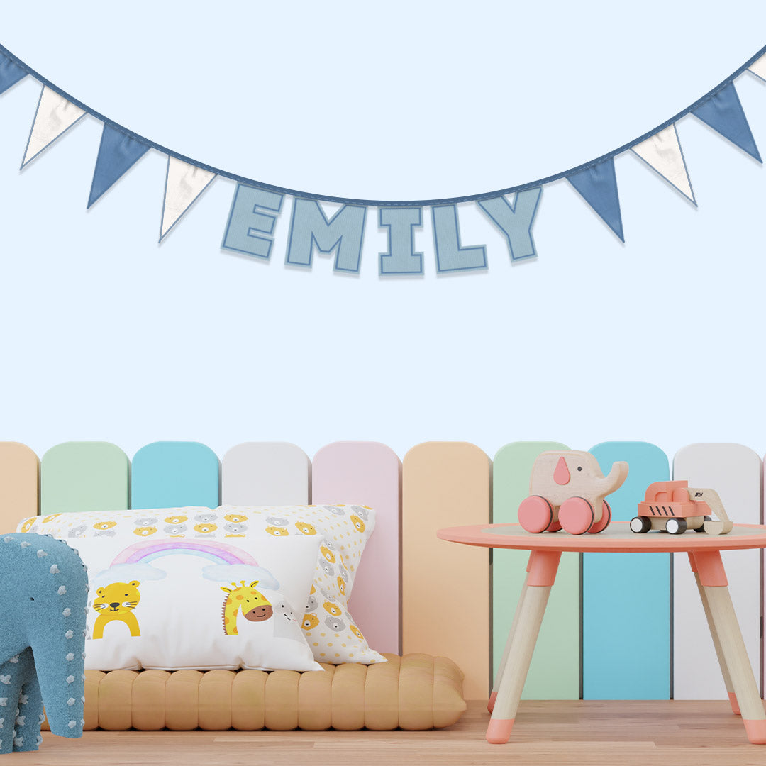 Personalised 5 Letter Name Bunting in Soft Blue