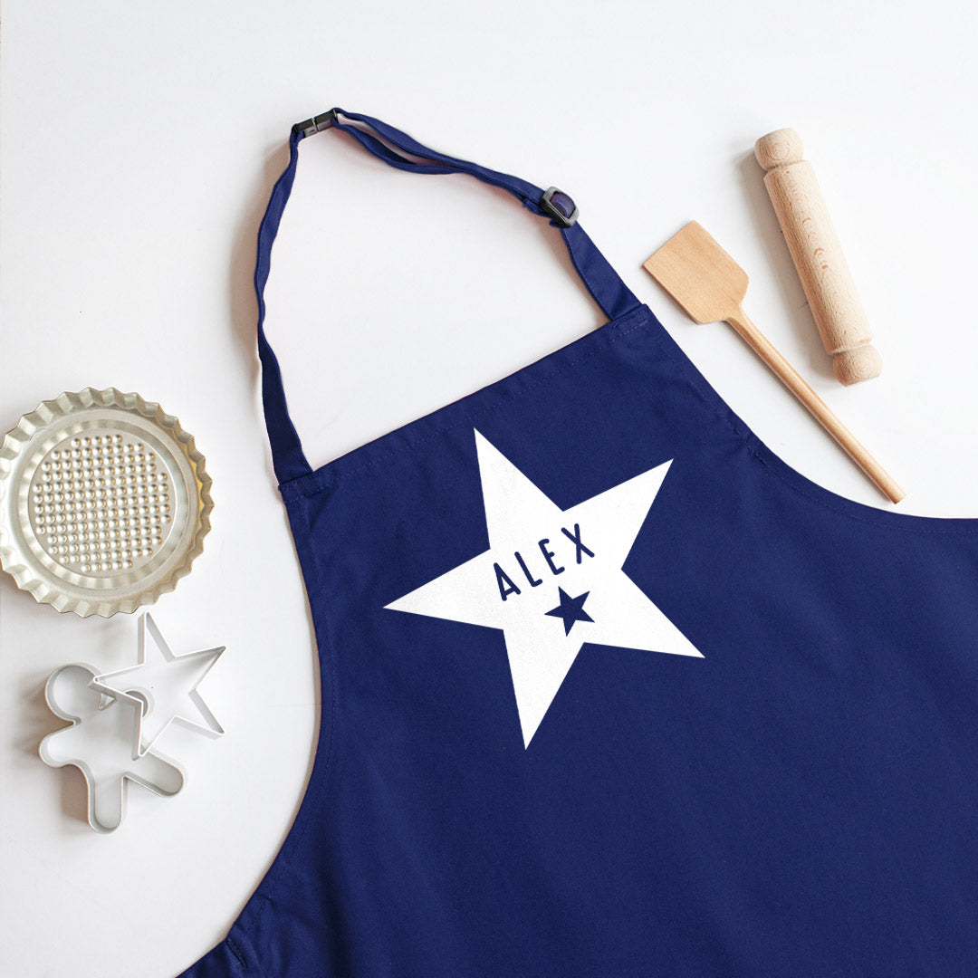 Personalised Child's Star Apron 3-6 Years in Navy