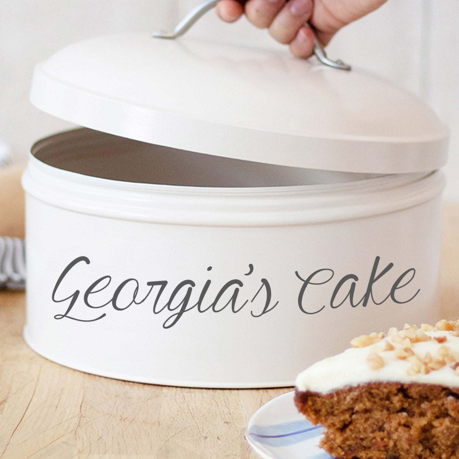 Personalised Cake Tin in Cream