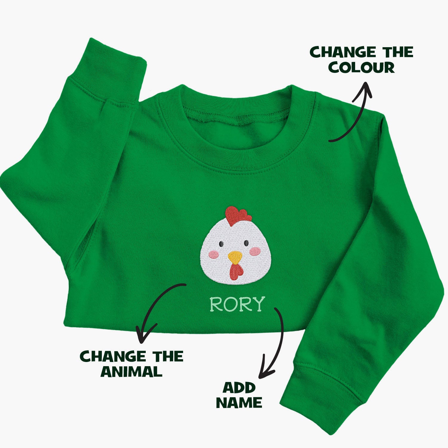 Personalised 'On The Wild Side' Embroidered Children's Chicken Jumper