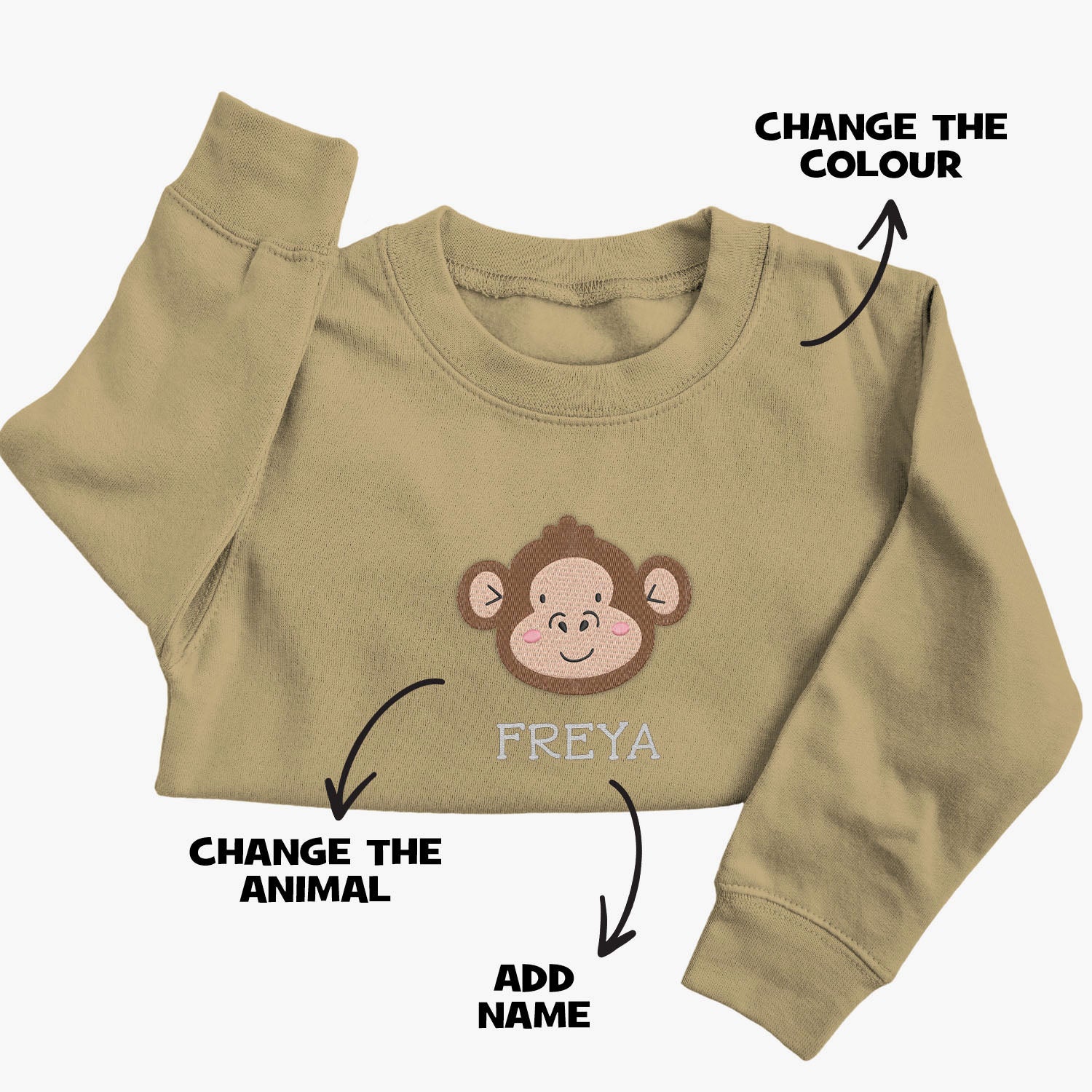 Personalised 'On The Wild Side' Embroidered Children's Monkey Jumper