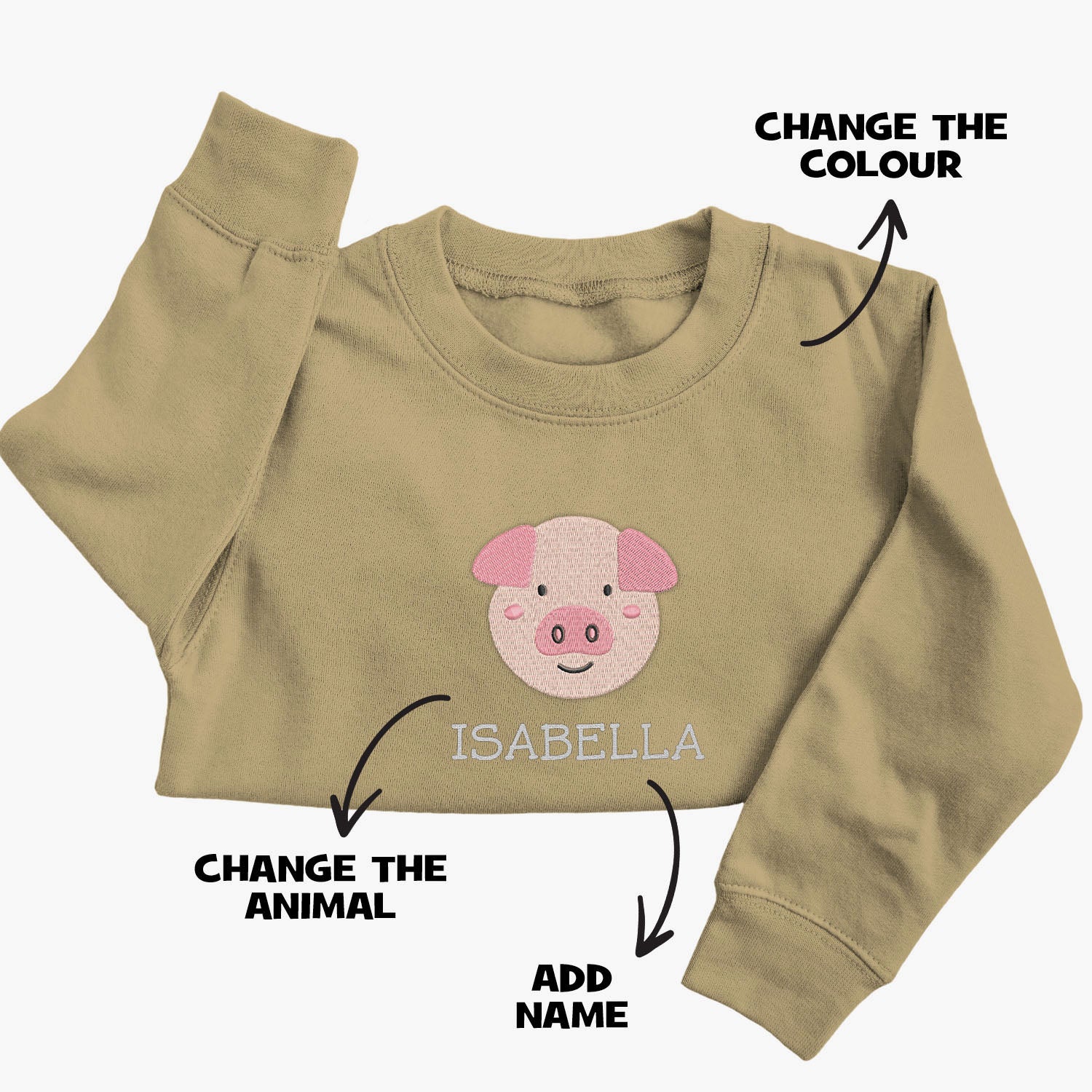 Personalised 'On The Wild Side' Embroidered Children's Pig Jumper