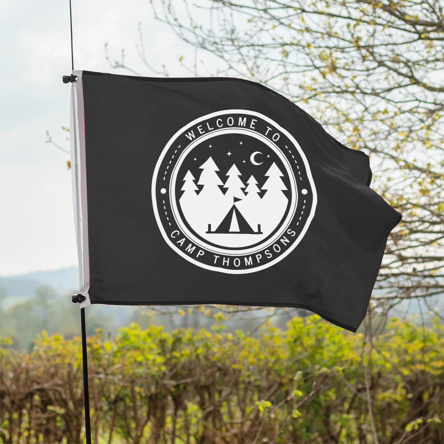Personalised Logo Camping Flag in Black
