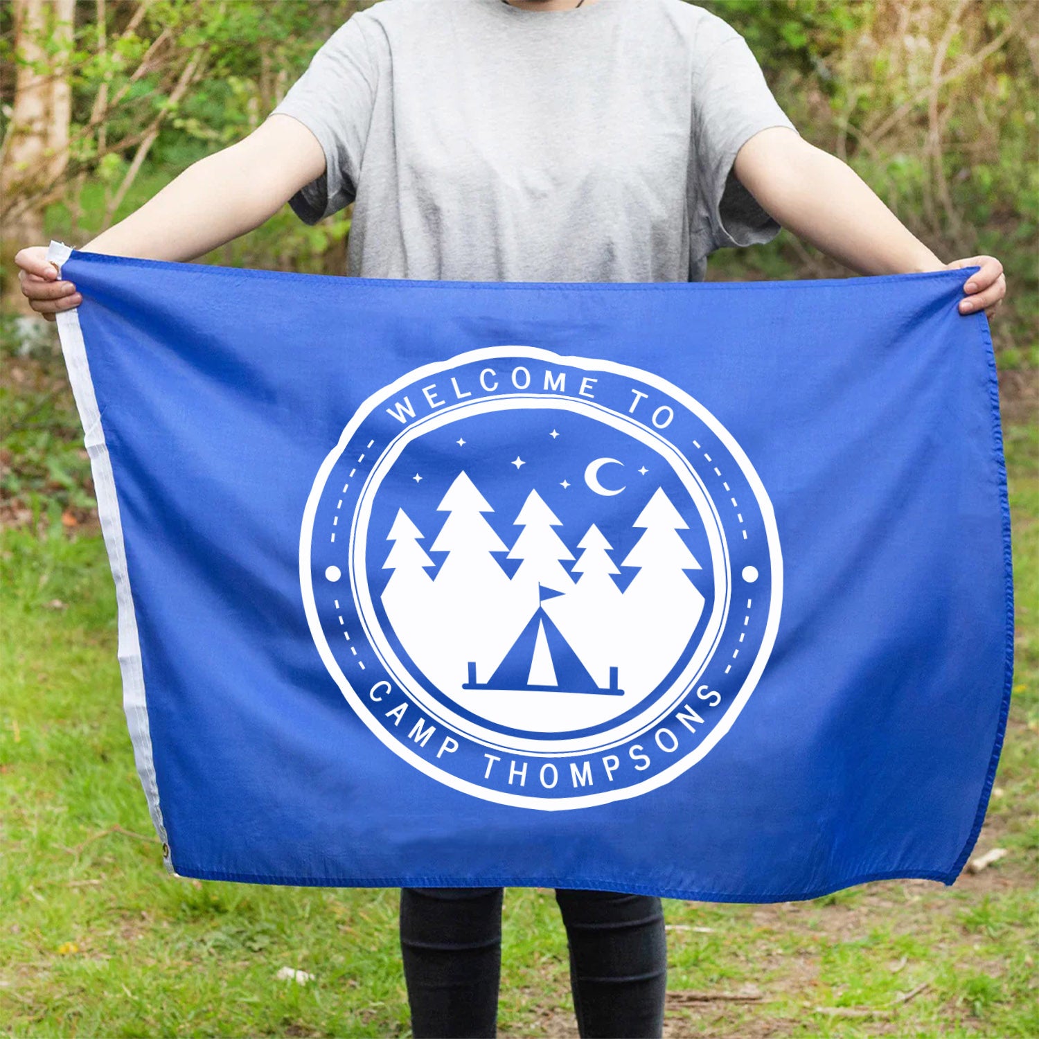 Personalised Logo Camping Flag in Blue