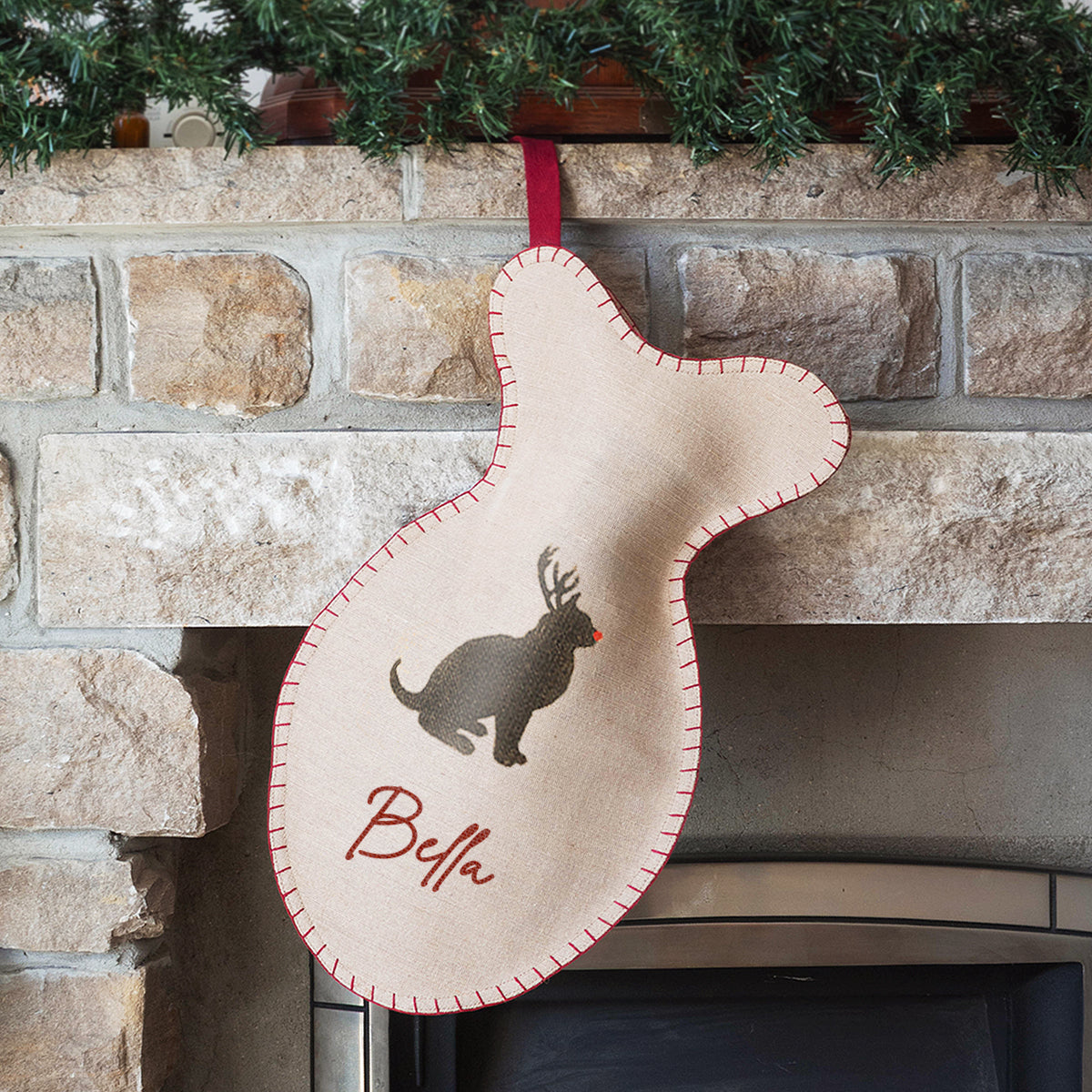 Personalised Jute Cat Christmas Stocking