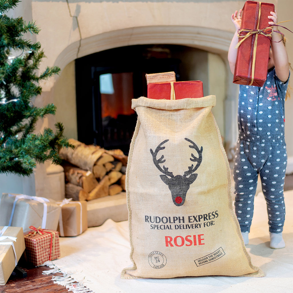 Personalised Christmas Sack Glitter Nose
