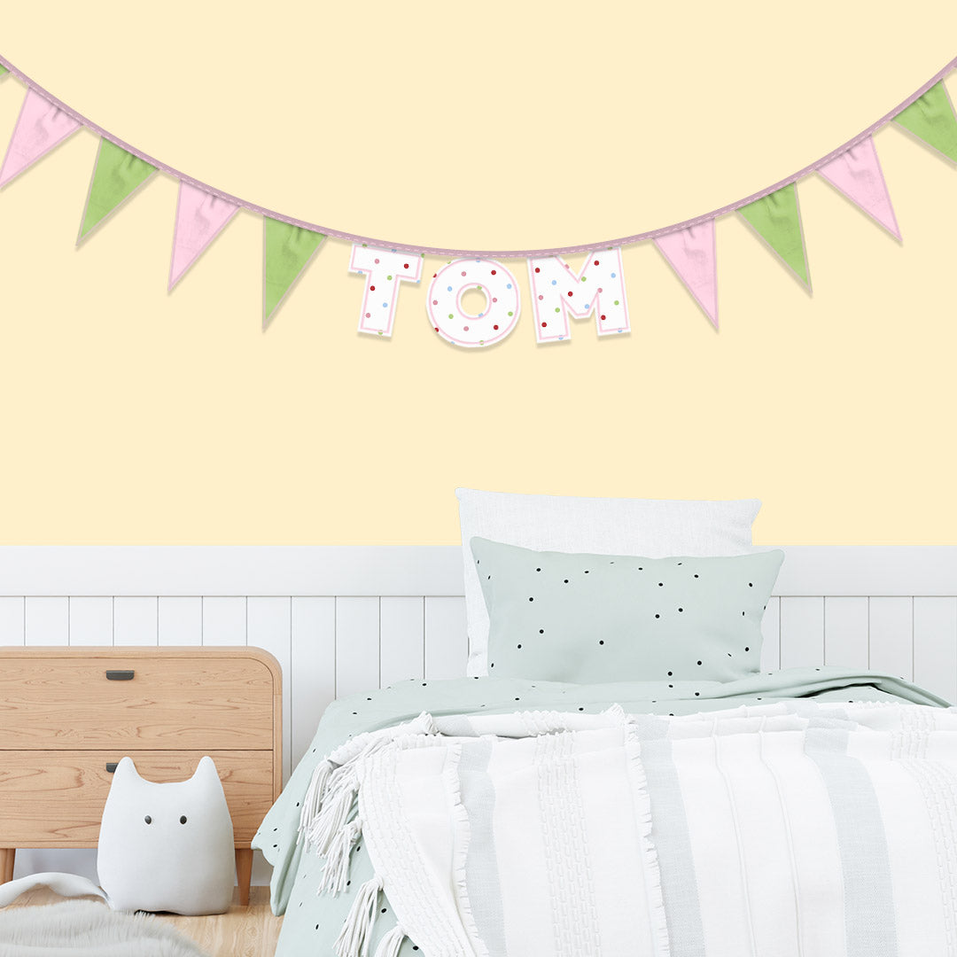 Personalised 3 Letter Name Bunting in Colourful Polka Dot