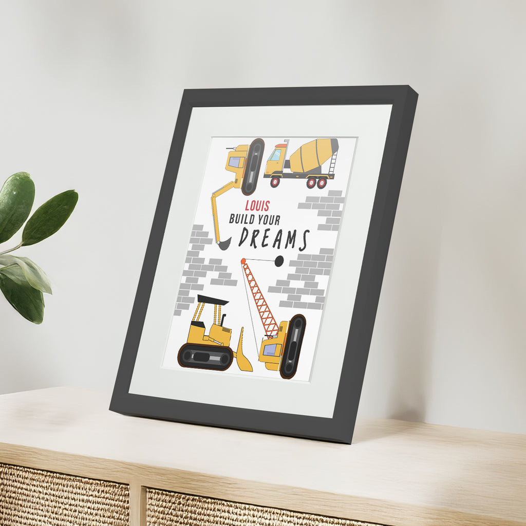 Personalised Construction Nursery Framed Print