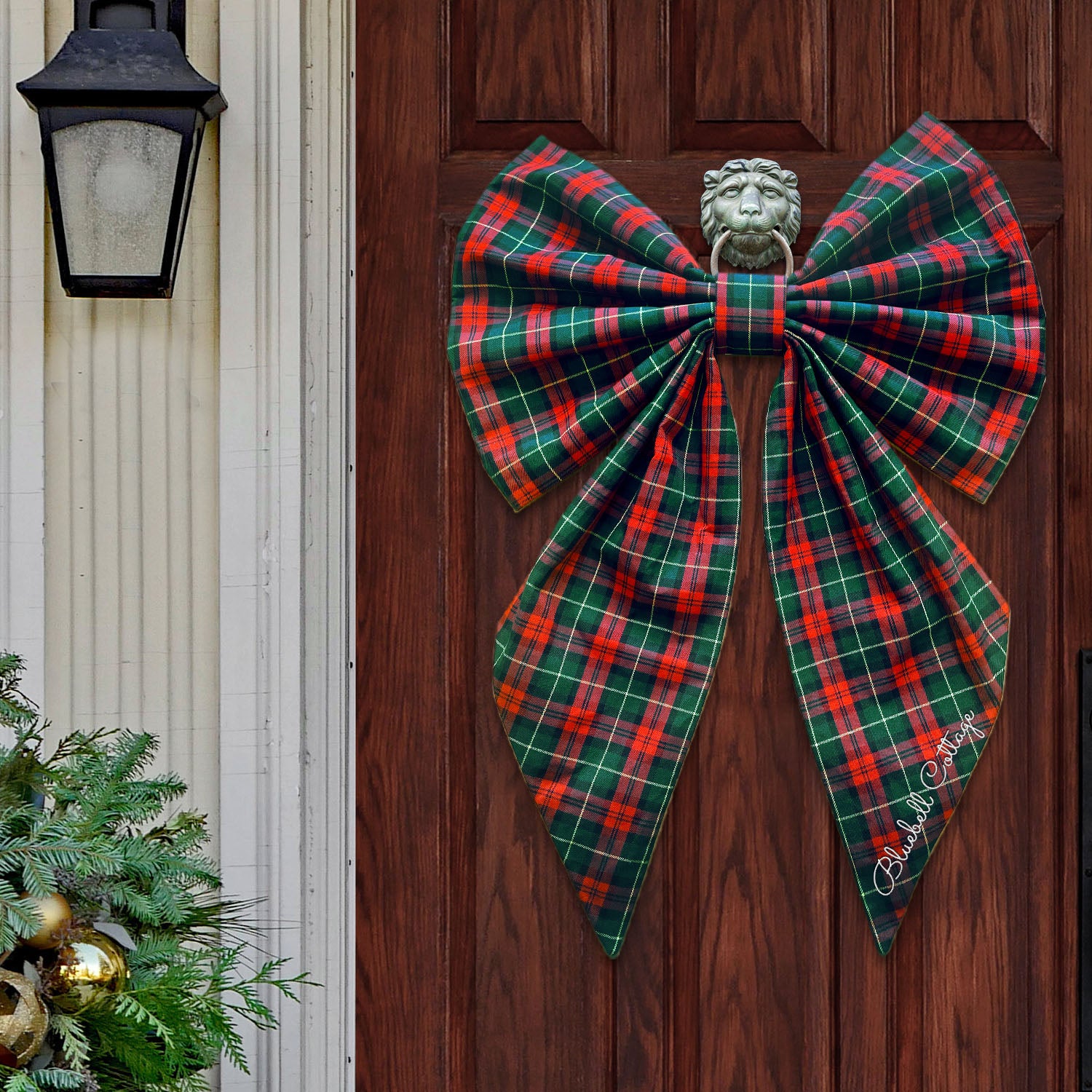 Personalised Christmas Tartan Decorative Bow