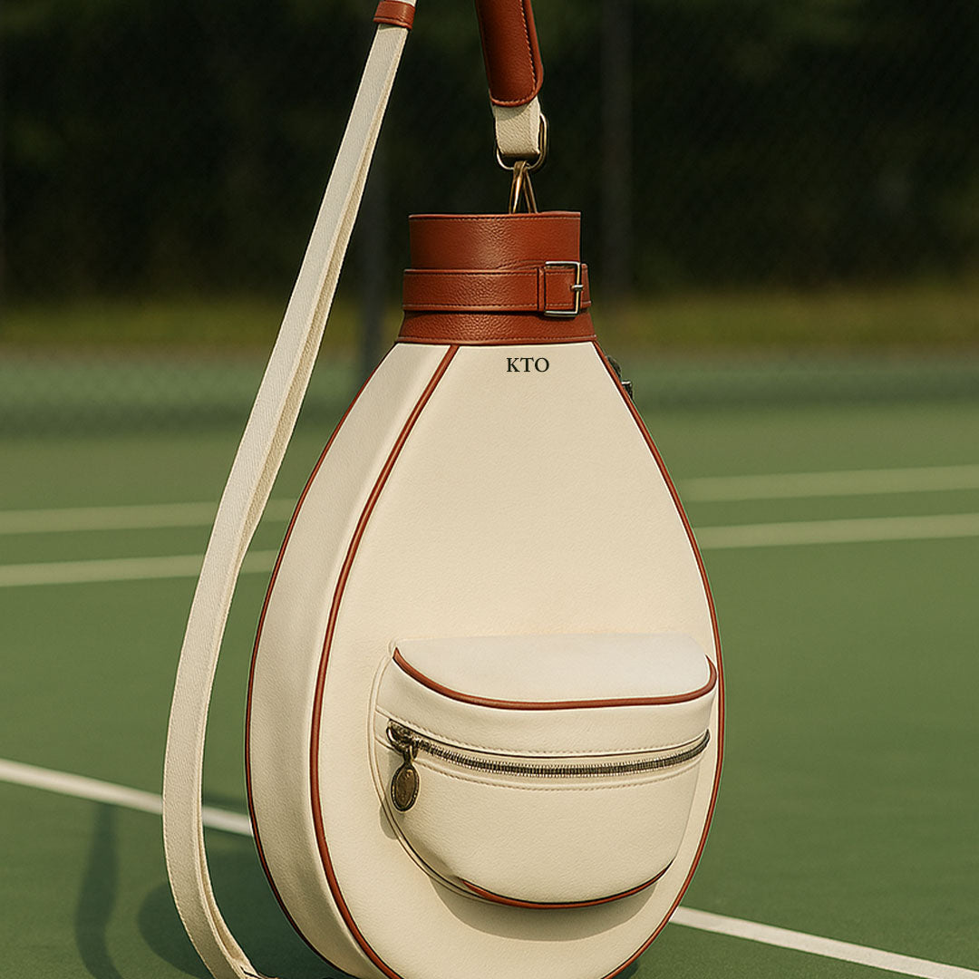Personalised Cream & Brown Tennis Racket Cover